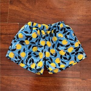 summersalt Kids Swim Trunks in Blue with Yellow Lemon Print